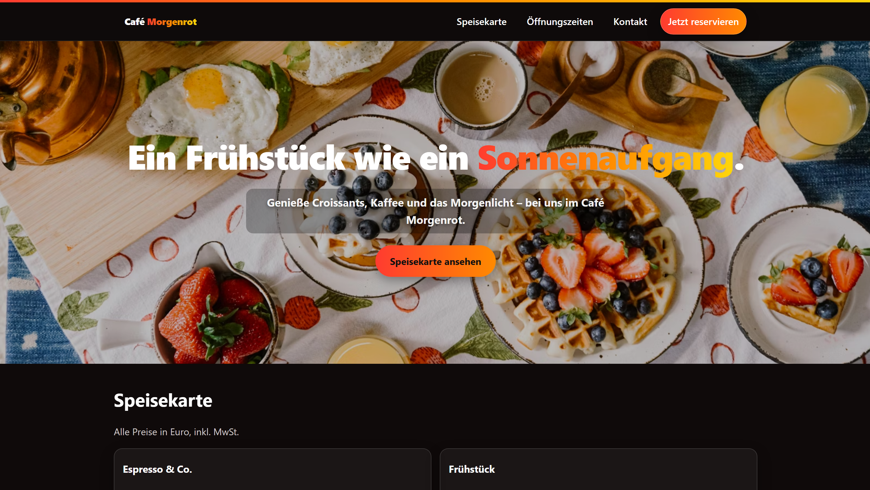 Café Morgenrot – Website Mockup